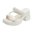 thumbnail image 1 of White Women Fashion Slippers With Open Toe And Square Head Design For Comfortable Use In Spring Summer, 1 of 9