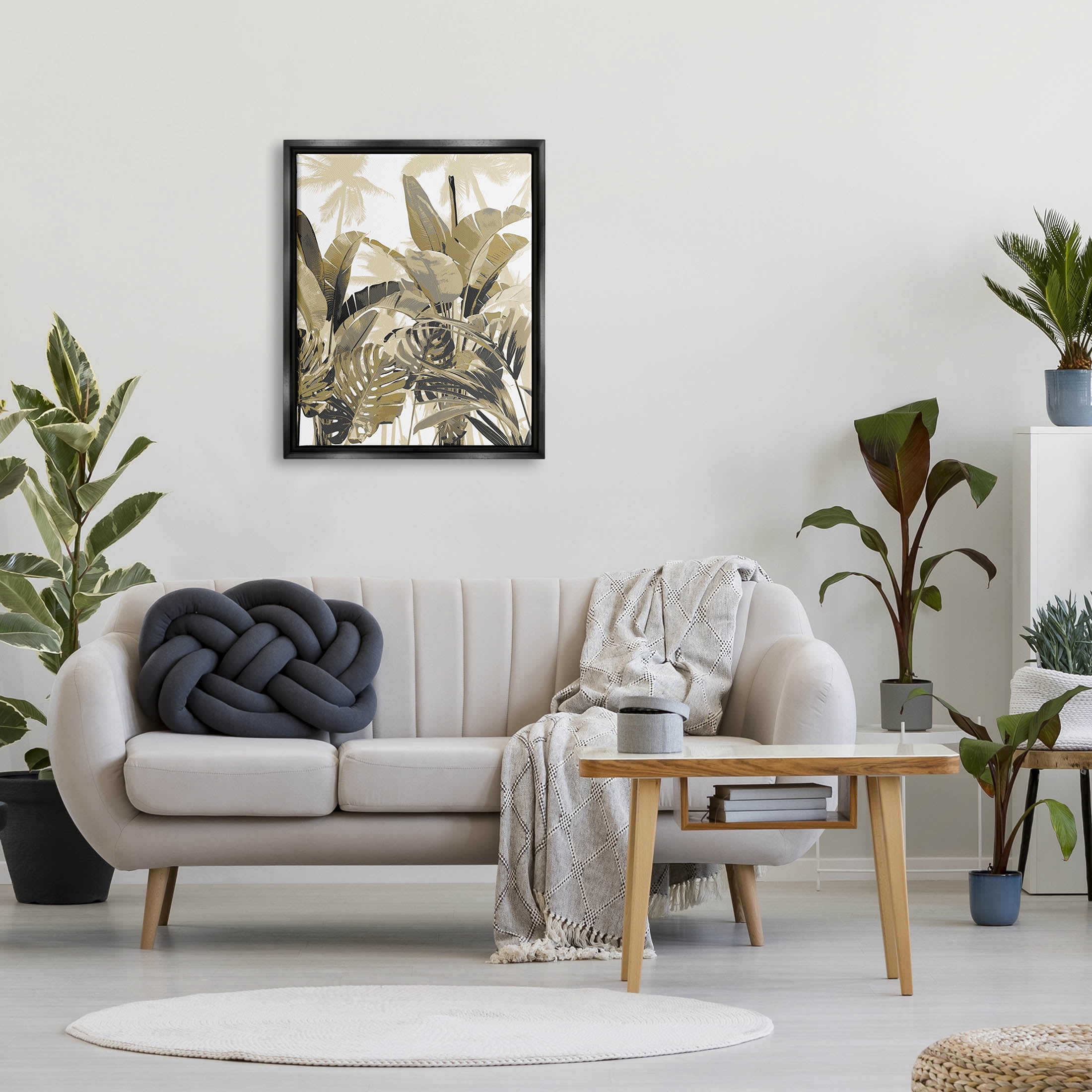 Tropical Layered Summer Palms Botanical & Floral Graphic Art Jet Black Framed Art Print Wall Art