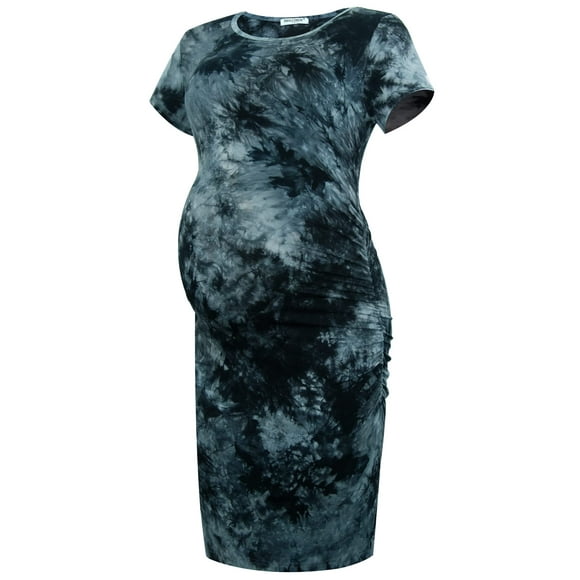 Vestido de maternidad Smallshow de manga corta fruncido para mujer