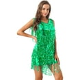 thumbnail image 4 of Eandarui Latin Dance Dress for Women Flapper Modern Salsa Rumba Ballroom Dance Costume Silver Fringe Green M, 4 of 6