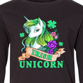 thumbnail image 4 of Inktastic St Patricks Day Irish Unicorn Illustration with Shamrocks Long Sleeve Youth T-Shirt, 4 of 5