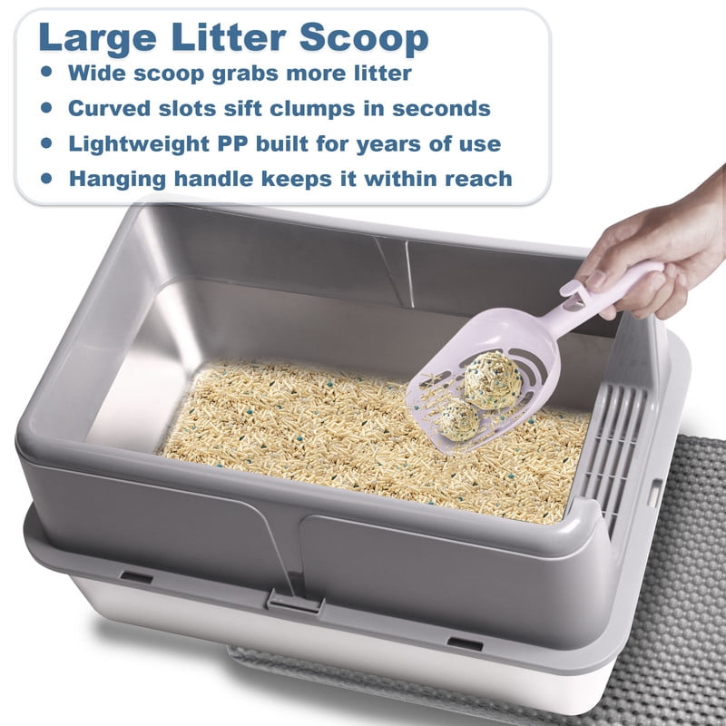 Active Mind Ltd 2-Pack Stainless Steel Cat Litter Box, XXL Covered Litter Box for Giant Cats, Seamless Anti-Leak Design, High Walls for Odor Containment, Easy to Scoop, Gray