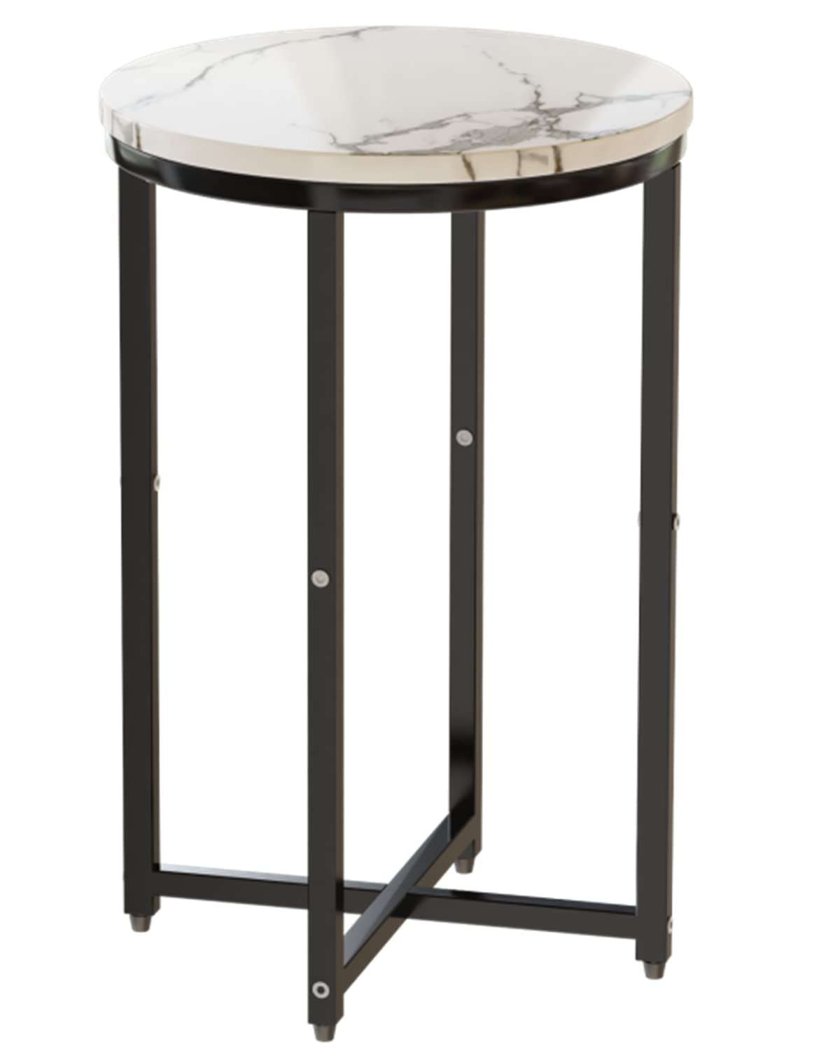 AWQM Round Side Table, Faux Marble End Table with Metal Frame,Small