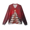 thumbnail image 5 of Wutalume Men's V-Neck Christmas Print Sweater, Long Sleeve Ribbed Knit Pullover, Cozy Stretch Top for Holiday Parties, Casual Comfort and Layering,White 3XL, 5 of 6