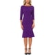 thumbnail image 2 of Vestido Midi Elegante de Trabajo con Cuello Barco y Manga Corta Plisado para Mujeres INSPIRE CHIC XL Púrpura Oscuro, 2 of 6