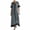 Gray(Dress), variant on GUACER V-Neck Maxi Dress for Women Cotton Linen Casual Short Sleeve Contrast Trim Boho Long Dresses with Ruffle Hem