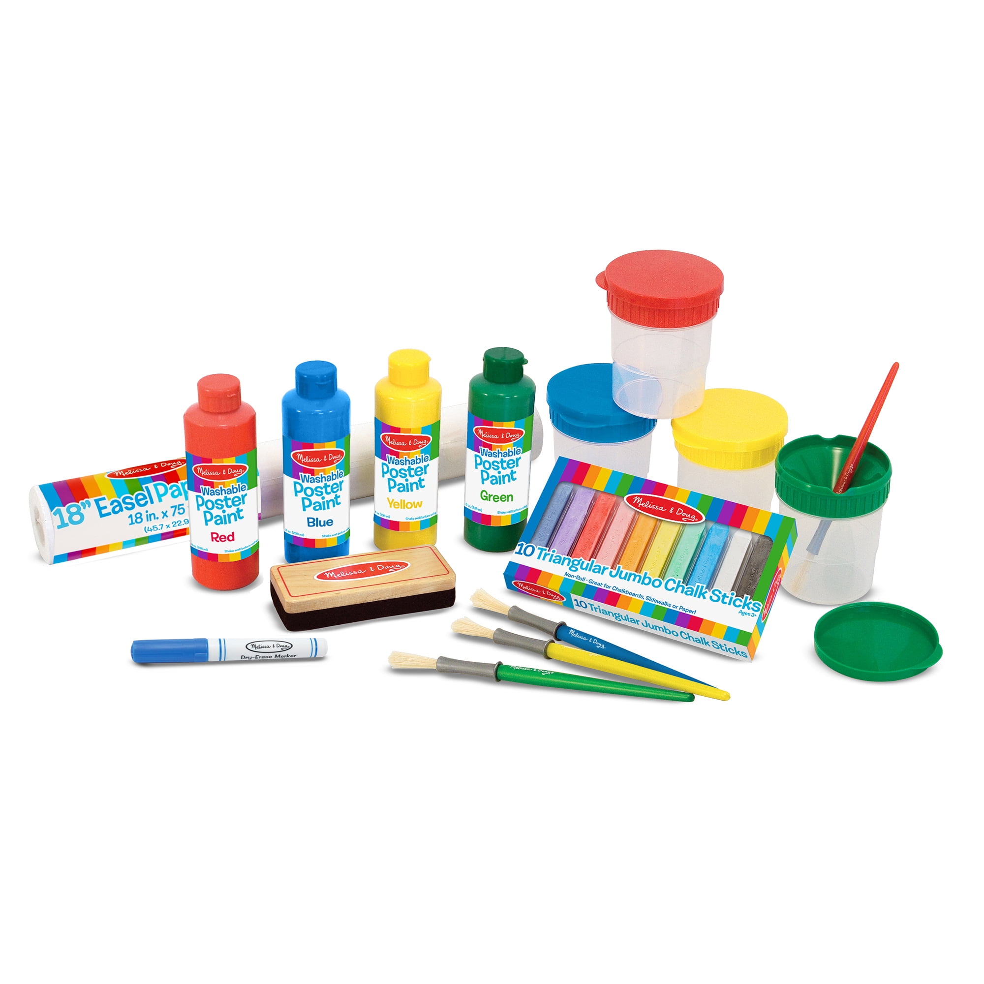 Melissa &#38; Doug Easel Accessory Set - Paint, Cups, Brushes, Chalk, Paper, Dry-Erase Marker
