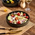 thumbnail image 3 of Famiware 4 Pieces 8.1" Stoneware Pasta Bowls, Microwave & Dishwasher Safe, Black Gold, 3 of 6