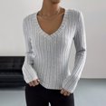 thumbnail image 6 of UAMVSH Sweaters for Women V Neck Ribbed Knit Long Sleeve Tunic Sweaters Casual Basic Fall Top, 6 of 7
