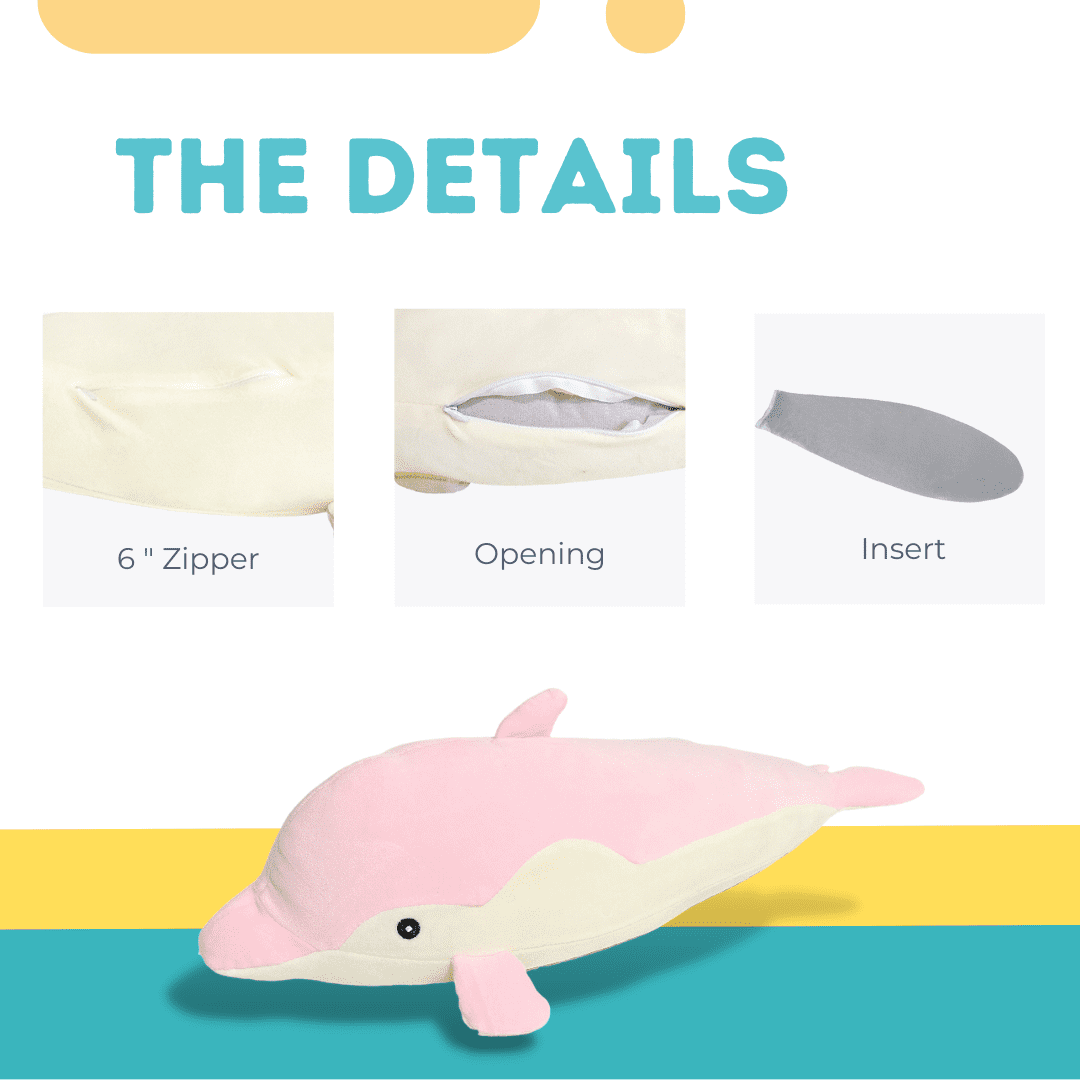 AYOKA TOYS Weighted Stuffed Animals 3.5 lbs, 20" Dolphin Cute Soft and Huggable Plush Stuffed Animals, Kawaii Weighted Stuffed Animal Sensory Toy Plushies for Girls, Boys, and Adults (Pink)