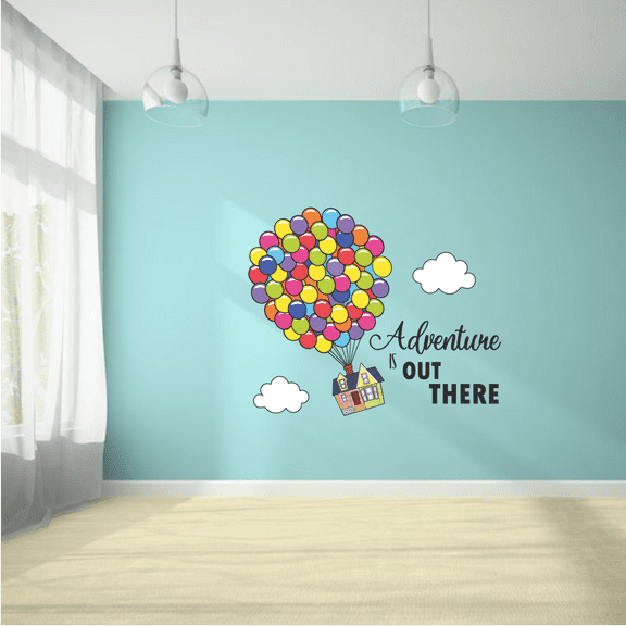 Adventure Balloon House Up Movie Cartoon Quotes Decors Wall Sticker Art Design Decal for Girls Boys Kids Room Bedroom Nursery Kindergarten Home Decor Stickers Wall Art Vinyl Decoration (8x10 inch)