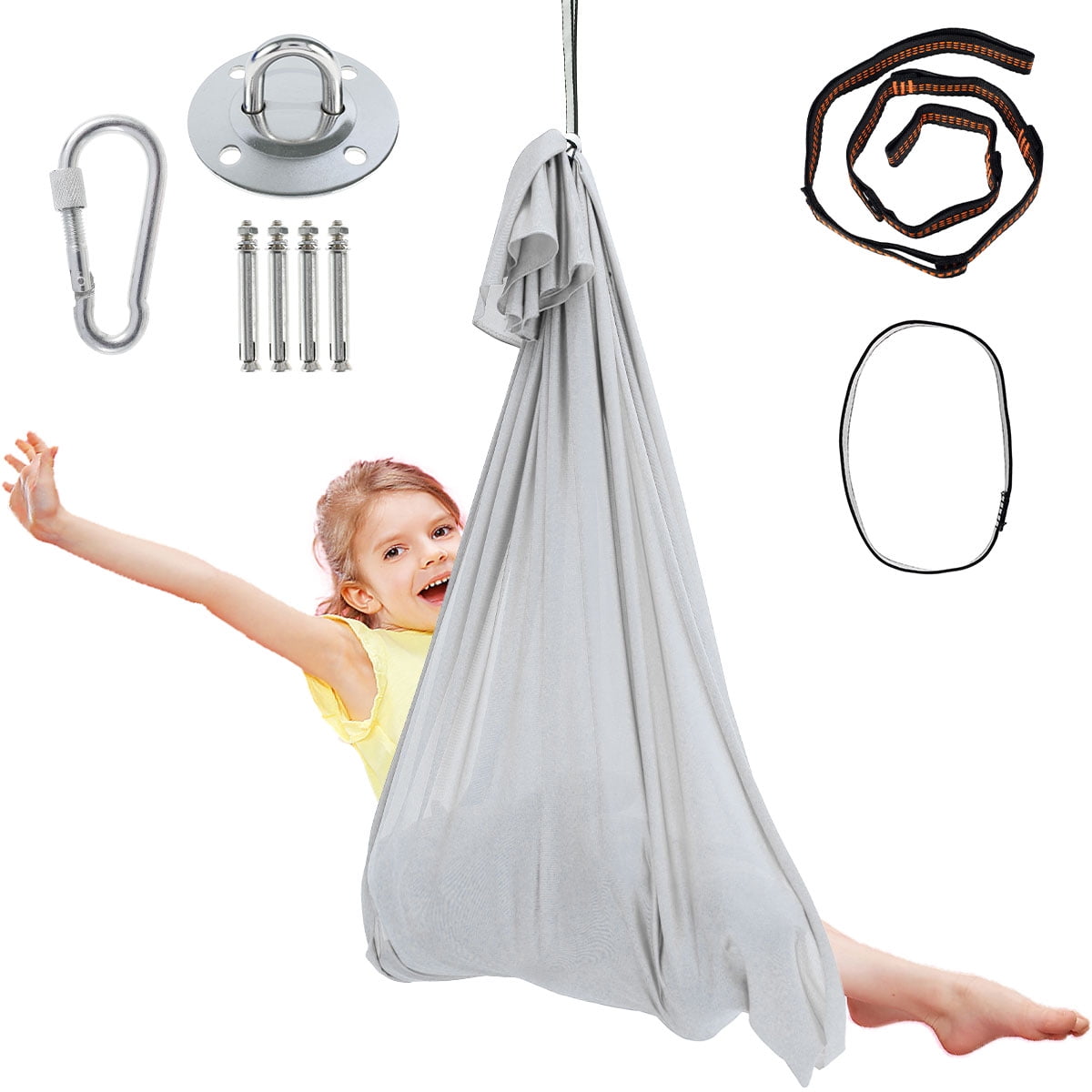 Hands DIY Therapy Swing Nylon Skin-Friendly Hanging Sensory Swing Indoor  Outdoor Kids Swing Adjustable Hammock for Kids Adult Children with Autism,  ADHD, Aspergers, Sensory Integration 