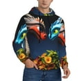 thumbnail image 2 of Balery Playful Colorful Dragons Flowers Pattern Mens Hoodie Kangaroo Pocket Hoodie Pullover Hooded Sweatshirt Ideal for Daily Wear Travel and Home-X-Large, 2 of 7