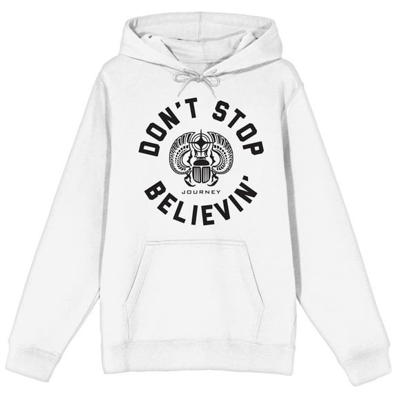 Journey Don't Stop Believin' Long Sleeve Adult White Hooded Sweatshirt-Medium