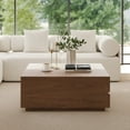thumbnail image 5 of 39" Lift-Top Solid Wood Coffee Table w/ Storage & Travertine Veneer, 5 of 12