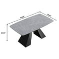 thumbnail image 3 of LaMuseCybèle 63"Modern artificial stone gray curved black metal leg dining table -6 people, 3 of 6