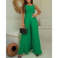 thumbnail image 3 of CHICME Jumpsuits for Women V Neck Spaghetti Strap Wide Leg Pleated Pants Summer Cami Overalls Green-L, 3 of 9