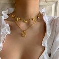 thumbnail image 2 of Women's Necklace Multi-Element Gold Butterfly Pendant Necklace Gold Simple Boho Butterfly Adjustable Necklace Female Butterfly Delicate Layered Choker Necklace, 2 of 5