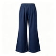 thumbnail image 5 of Cagogo Women's Wide Leg Drawstring Trousers Flowy Casual Loose Pants with Pockets Solid Long Palazzo Trousers Travel Work Lounge Outfits Fall Clothes, Dark Blue M, 5 of 7