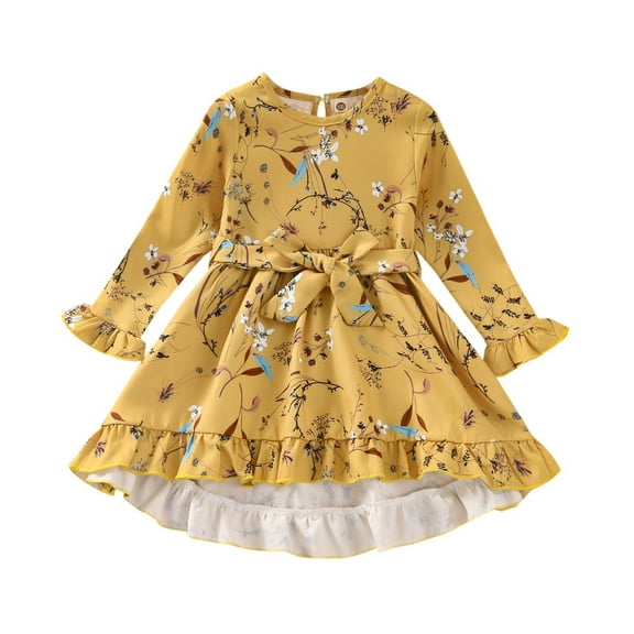 Odeerbi Autumn Children's Girl's Clothing Toddler Baby 2025 Long Sleeve Flower Dress Clothes