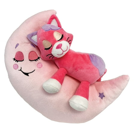 Happpy Nappers: Lullabrites Moon Pet - Pink Cat - Lights & Sounds Plush, Sleeping Animal, Plays 3 Lullabies, Color Changing, Day & Night Toy, Kids