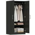 thumbnail image 1 of HOMCOM Armoire Wardrobe Closet with 2 Barn Doors Wardrobe Cabinet Black, 1 of 10