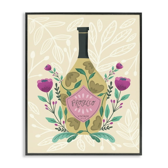 Stupell Industries Chic Floral Alcohol Bottle Food & Beverage Painting Black Framed Art Print Wall Art, 11 x 14