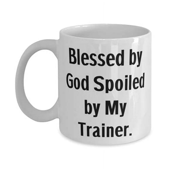 Cute Trainer Gifts, Blessed by God Spoiled by My Trainer, Sarcastic 11oz Mug F Colleagues From Colleagues