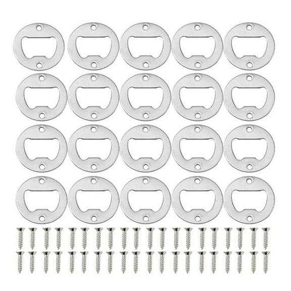 Bottle Opener Insert Kit,20 Set Round Inset Bottle Opener Kit for DIY Keychain Beerk6137