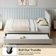 thumbnail image 4 of Full Bed with Trundle,Upholstered Full Over Twin Pull Out Platform Bed with Soft Headboard & Wooden Slat Support for Bedroom Apartment, No Box Spring Needed,Easy Assembly, 4 of 7
