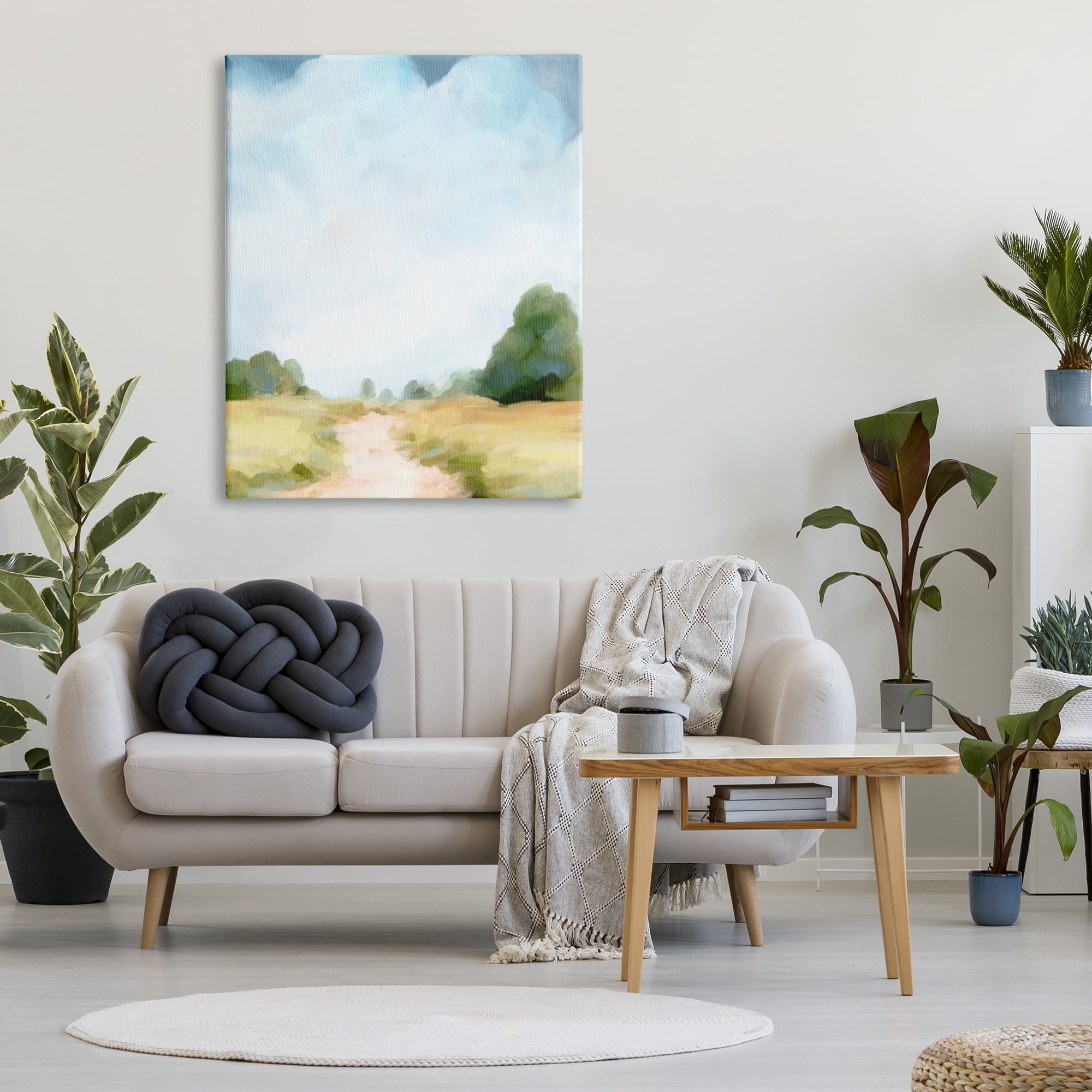 Stupell Industries Rural Country Path Abstract Trees Puffy Clouds Painting Gallery Wrapped Canvas Print Wall Art, Design by Amy Hall