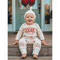 thumbnail image 6 of BemeyourBBs Newborn Boy Valentines Day Romper Outfits Lover Boy Letter Embroidery Long Sleeve Jumpsuit Hat Spring Fall Winter Clothes, 6 of 9
