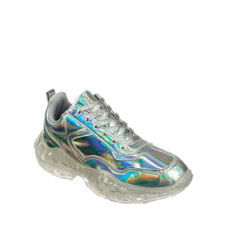 Crystal7 by 7, Daddy Fashion Sneaker - Women 90s 80s Chunky Transparent Platform Shoe