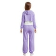 thumbnail image 2 of Haitryli Big Girls Long Sleeve Cropped Hoodie Sleeveless Tank Tops with Sweatpants Set 3 Piece Workout Clothes Set Purple 4-5, 2 of 7