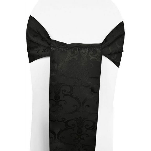 Wedding Linens Inc. (10pcs) 7.5" x 108" Damsk Jacquard Polyester Chair Sashes Chair Bow Ties - White 