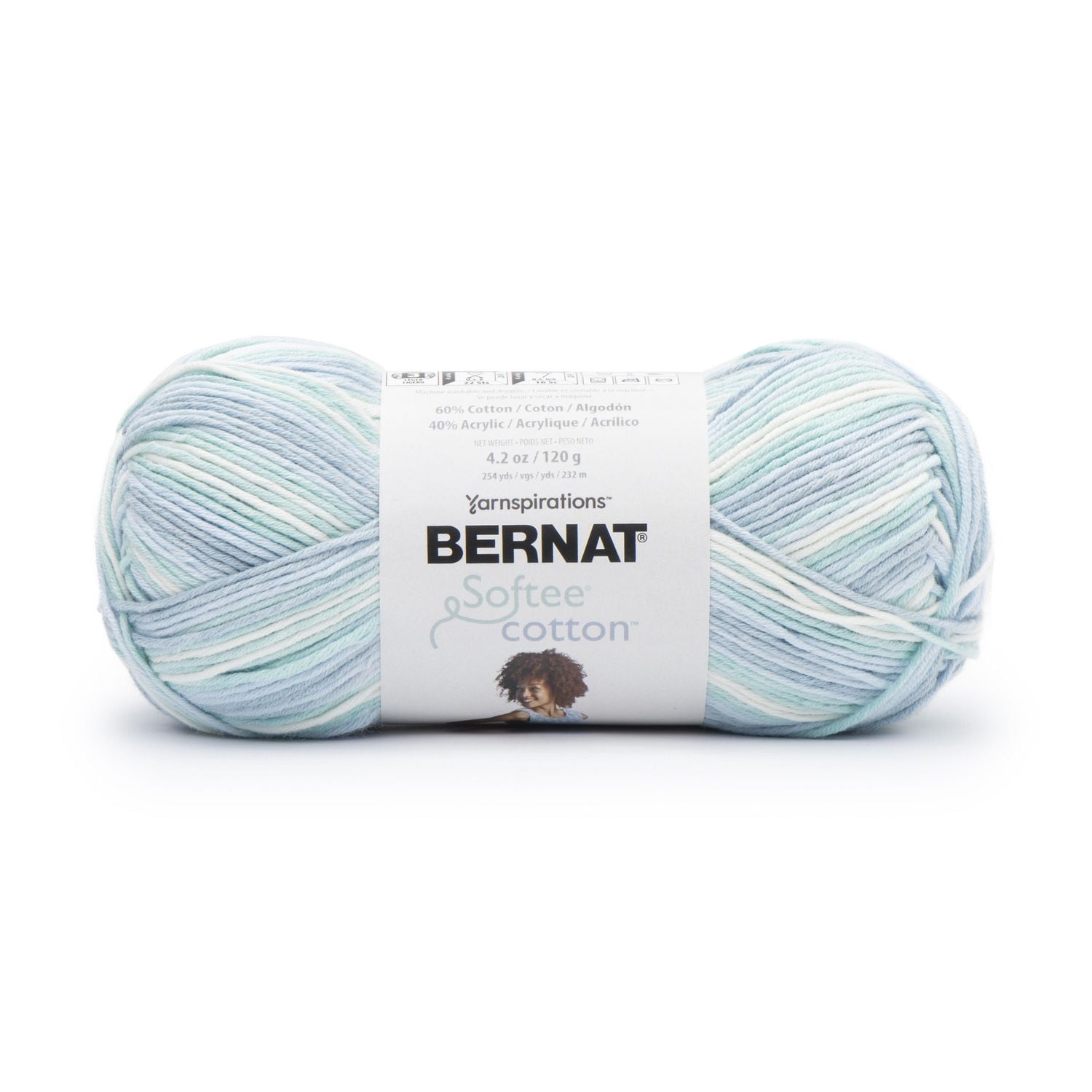 Bernat® Softee® Cotton™ Yarn, Cotton Blend #3 Light, 4.2oz/120g, 254 Yards