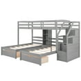 thumbnail image 5 of Twin over Twin&Twin Bunk Bed, Triple Bunk Bed with Drawers, Staircase with Storage, Built-in Shelves, Gray, 5 of 13