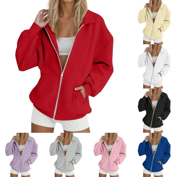 Gyexs Womens Zip Up Hoodies 2025 Fall Winter Trendy Long Sleeve Hooded Sweatshirts Long Sleeve Comfy Casual Y2k Jacket, Beige, Size XXL