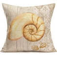 thumbnail image 4 of Vintage Decor Ocean Park Theme Throw Pillow Cover 18" X 18" Cotton Linen Conch Scallop Seashell Print Ocean Summer Beach Sea Voyage Pillowcases for Home Decoration, 4 Pack (Shell Set), 4 of 5
