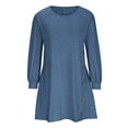 thumbnail image 4 of Mrat Shirt Dresses for Women 2024 Women's Fashion Casual Solid Color Long Sleeve Round-Neck Mid-Calf Dress Cute Dresses for Women S-369 Blue XXL, 4 of 8