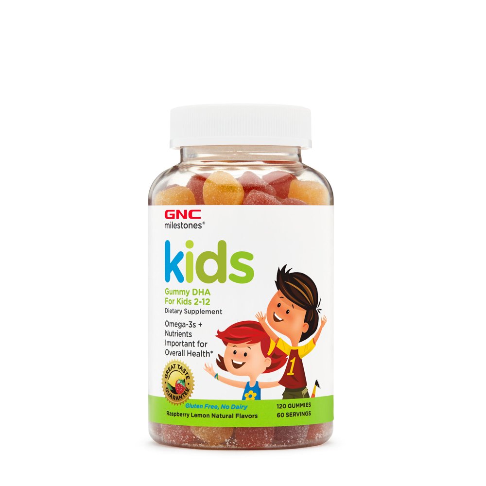 GNC Milestones Kids Gummy DHA for Kids 212, 120 Gummies, Supports Eye