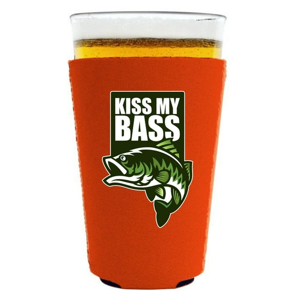 Kiss My Bass Pint Glass Coolie (Orange)