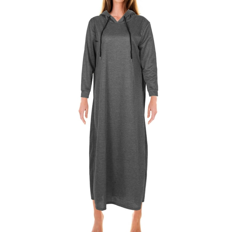 Kontonty Sport Dress for Women Hoodie Dress Grey Cotton 1Pack Warmth Casual Outings Women, Adult Unisex, Size: Medium