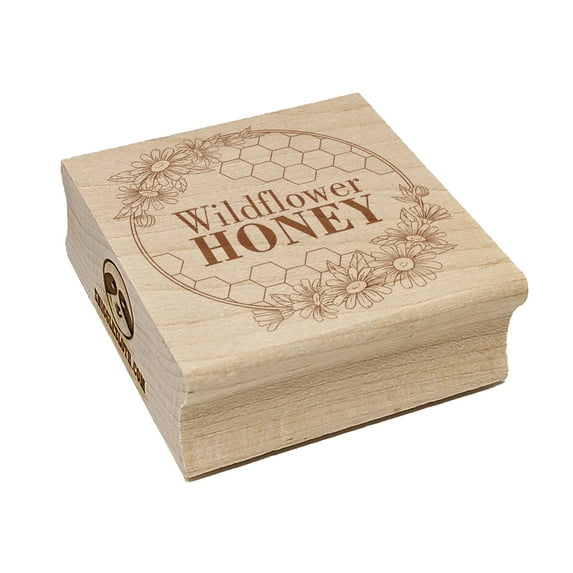 Wildflower Honey with Honeycombs and Daisy Flowers Square Rubber Stamp Stamping Scrapbooking Crafting - Large 2.75in