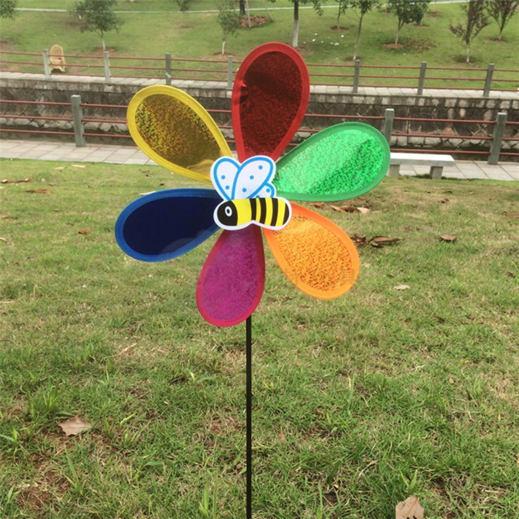 FLAMEER 100 Pieces Plastic Rainbow Pinwheel Children Kids Party Decor Lawn Garden DIY Windmill