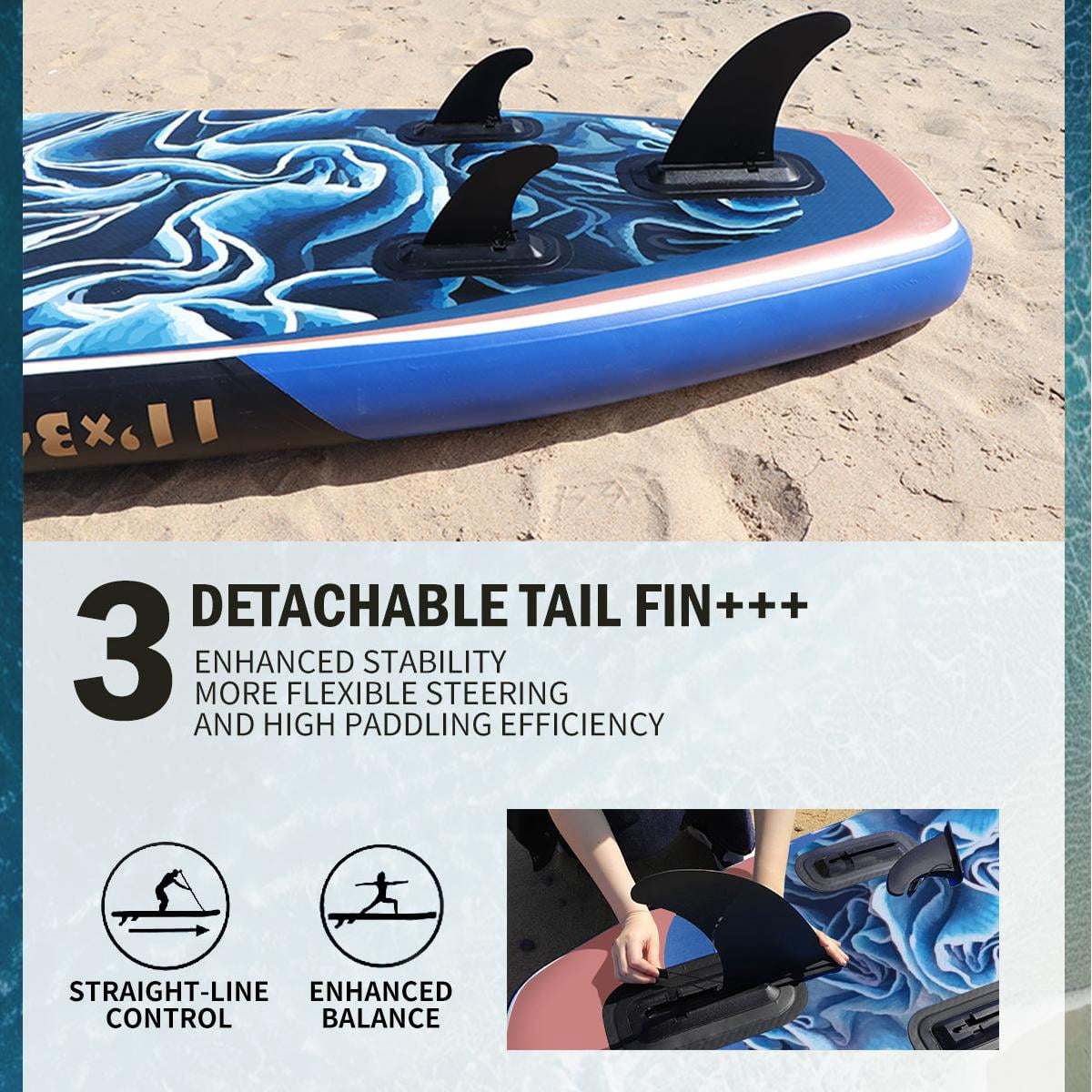 SamamDally 11'x 34" Inflatable Paddle Boards for Adults, Extra Wide SUP Paddleboards with Premium Accessories, Adjustable Paddle, Removable Fins, Hand Pump & Waterproof Bag