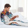thumbnail image 4 of Salouo Colorful Floral Jellyfish Print Button-Front Long Sleeve Pajama Set for Men, Soft 2Pjs Men's Long Sleeve Sleepwear -X-Large, 4 of 7