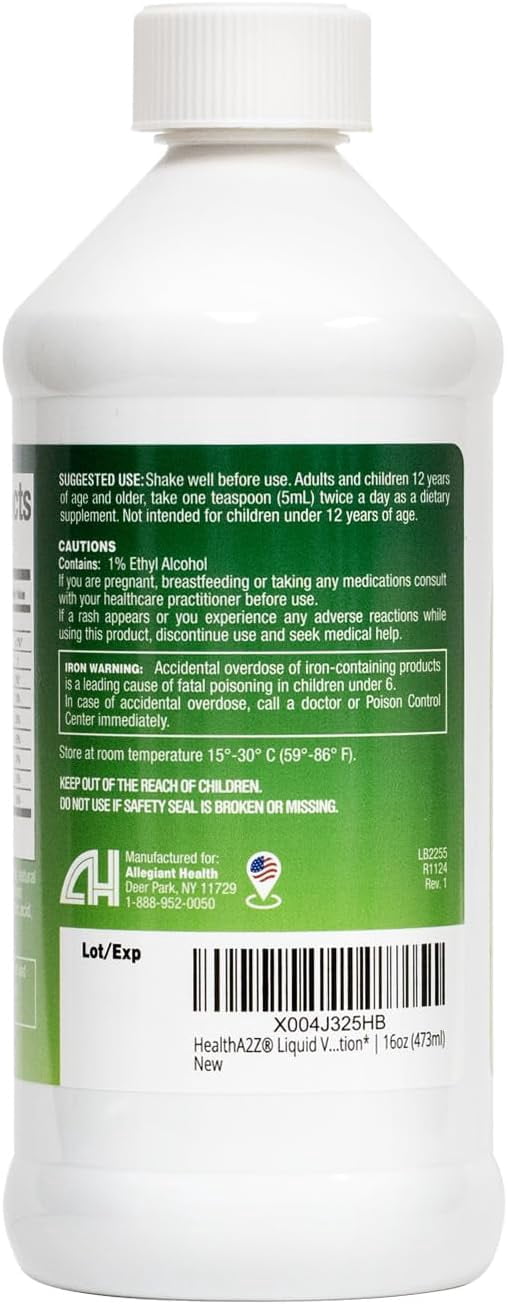 (3 pack) HealthA2Z Vitamin B12, Liquid Vitamin B Complex with Iron for Energy and Healthy Nerve Function, 16 oz