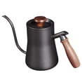 thumbnail image 1 of Hervidor de goteo de acero inoxidable con pico largo, hervidor de café, hervidor de cuello de cisne, hervidor de té, para cocina, oficina, hogar, estufa al aire libre. Negro, 1 of 9