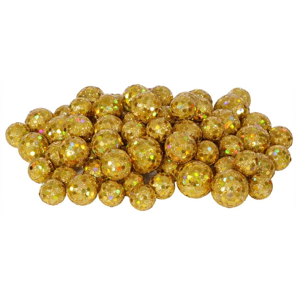 Vickerman 20MM/25MM/30MM Gold Glitter Polystyrene Ball Christmas Ornament, 72 per Bag